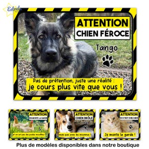 PLAQUE HUMOUR CHIEN chat poule affiche personnalisée attention chien méchant je monte la garde