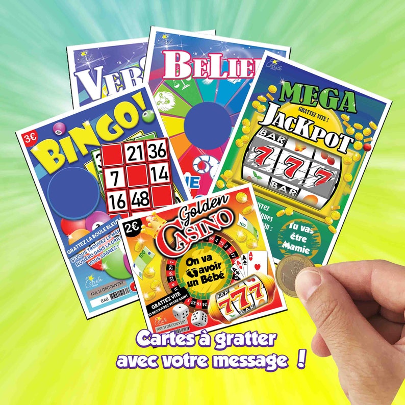 carte à gratter avec le texte de votre choix pour annonce grossesse, cadeau surprise, message secret. Différents modèles