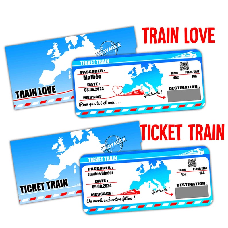 CARTE D'EMBARQUEMENT PERSONNALISÉE carte à gratter / Carte voyage à offrir / carte cadeau / carte avion train voyage image 8