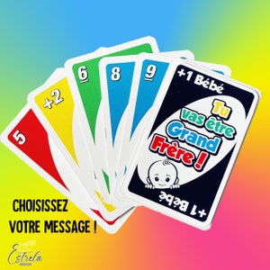 CARTE UNO Fille garçon sexe bébé Annonce grossesse grande frere BÉBÉ Jumeaux Tu vas être tonton tata  Annonce grossesse