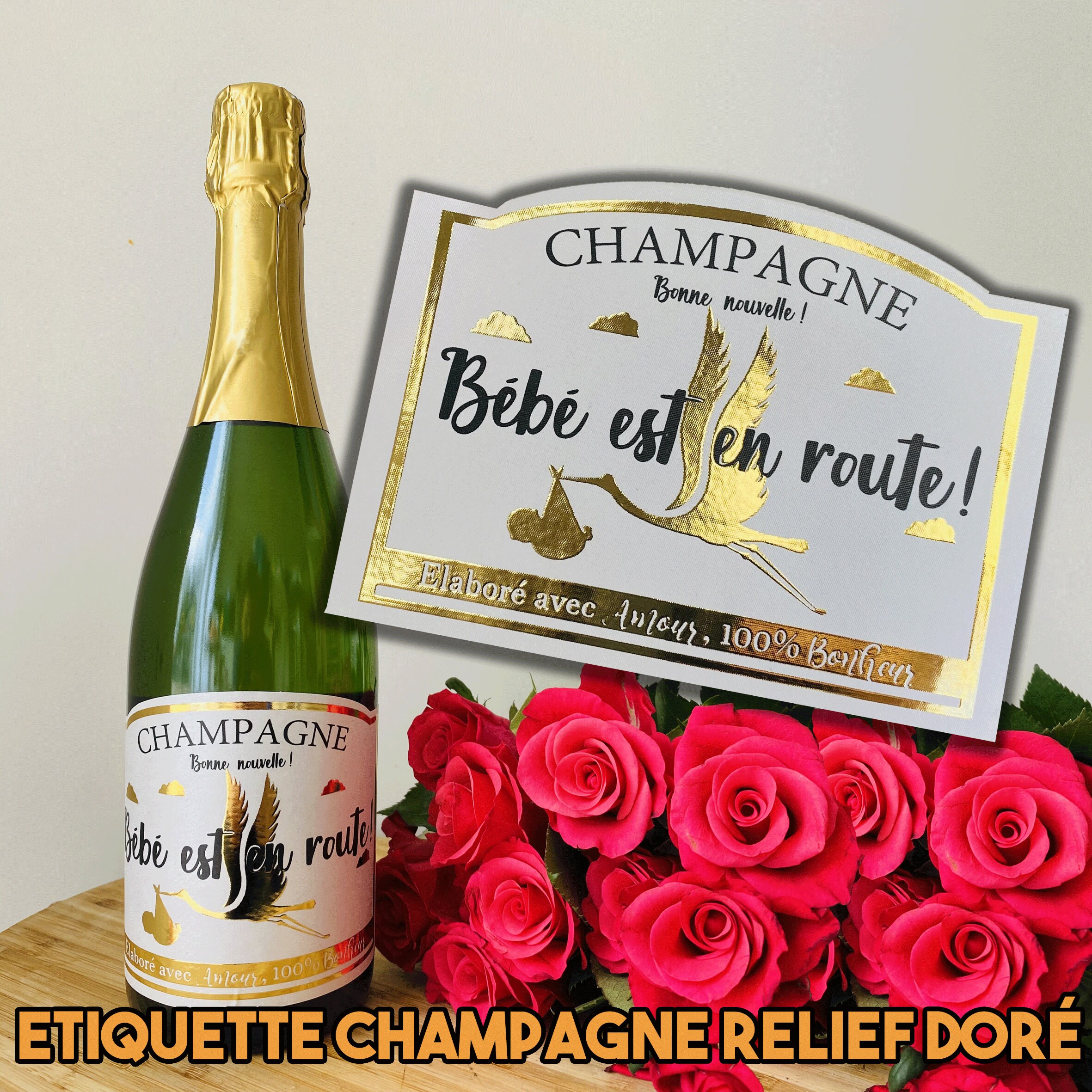 Etiquette Bouteille Champagne Baby Is On The Way Etsy