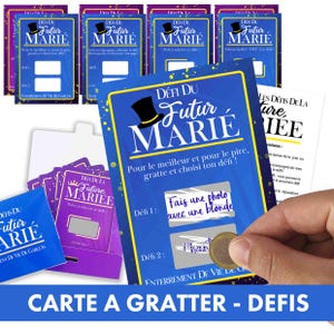 EVJF - EVG - Carte à gratter défi jeux enterrement de vie de jeune fille enterrement de vie de garçon - mariage futur marié future mariée