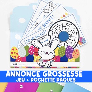 ANNONCE GROSSESSE - Carte jeu paques - pâques - bébé arrive bientôt - tu vas être grand frère grande soeur cousin cousine