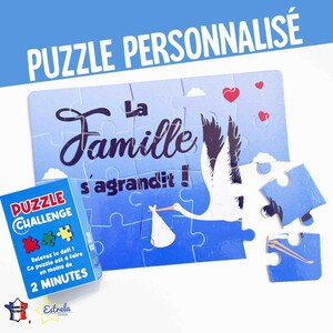 PUZZLE Annonce grossesse, demande parrain marraine, cadeau surprise PERSONNALISABLE !  / Tu vas être tonton / tata / autre: Carte à gratter