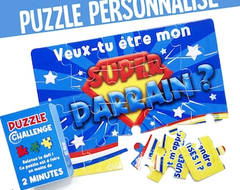 PUZZLE demande parrain marraine, Annonce grossesse, cadeau surprise PERSONNALISABLE !  / papy mamie tata ...  autre: Carte à gratter