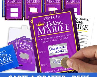 EVJF - EVG - Carte à gratter défi jeux enterrement de vie de jeune fille enterrement de vie de garçon - mariage futur marié future mariée