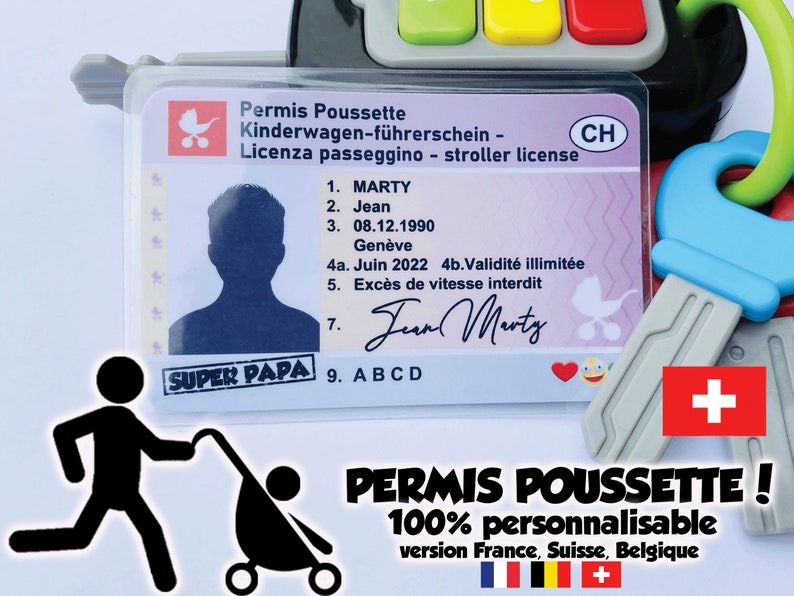 PERMIS POUSSETTE à personnaliser Boite à papa futur papa future grande soeur futur grand frere 10 commandements image 10