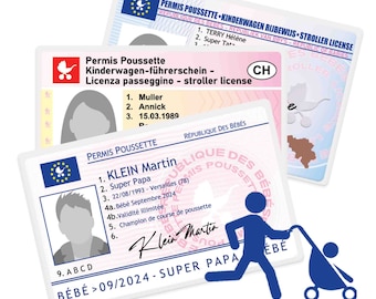 PERMIS POUSSETTE à personnaliser ! Boite à papa futur papa future grande soeur grand frère papy mamie