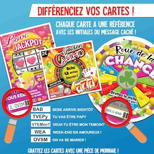 SCRATCH CARD with your message! Pregnancy announcement uncle aunt Request Witness Godfather godmother wedding game original ticket image 5