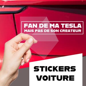 STICKERS TESLA elon musk autocollant adhésif voiture anti elon j'aime ma tesla mais pas elon texte en français  version française