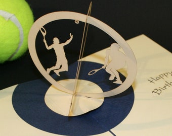 Birthday Card - Tennis - Tennis Players - 3D Pop-up