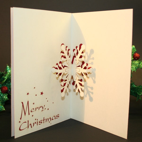 Christmas Card  - Snowflake - Merry Christmas Snowflake Card - 3D Pop-up