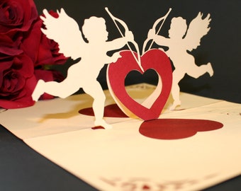 Valentines Card - Cupids & Heart - 3D Pop-up