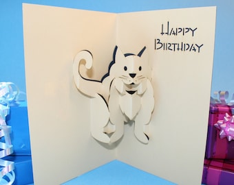 誕生日カード - 猫 - 3Dポップアップ