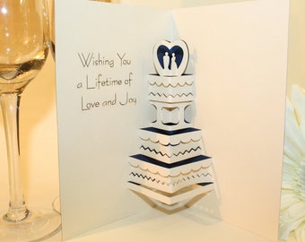 Trouwkaart - bruidstaart - 3D pop-up trouwkaart