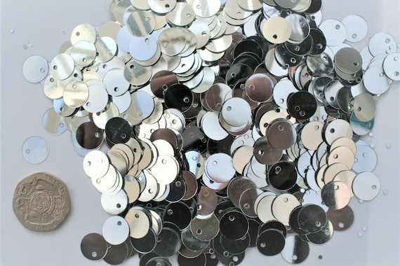 20 grams Silver Round PVC Sequins Paillettes 10mm