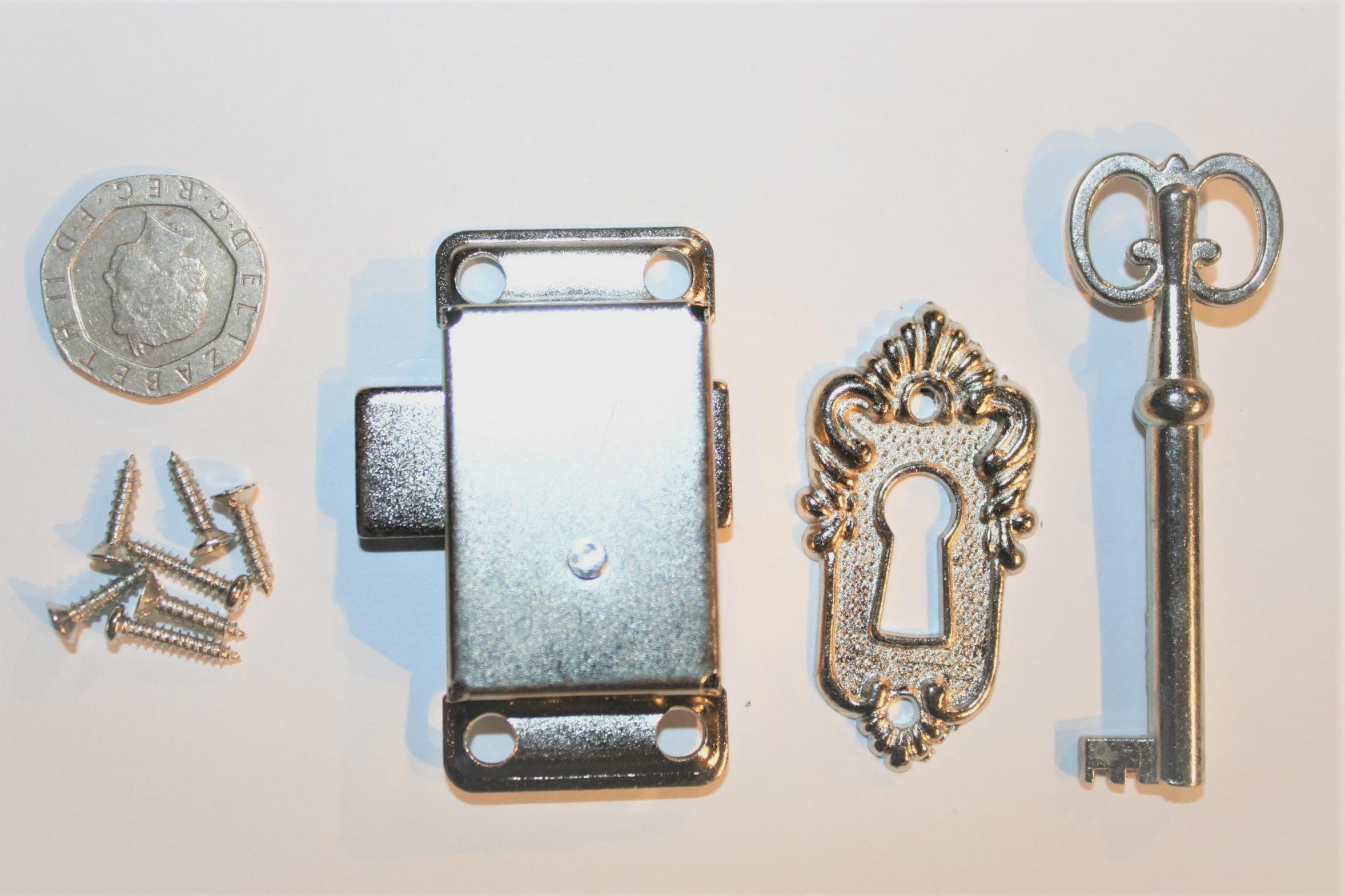 Vintage Style Silver Metal Lock With Key for Wooden Box, Chest, Trunk ...