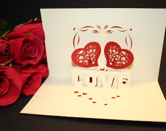 Valentines Card - You and Me (Two Hearts) - 3D Pop-up