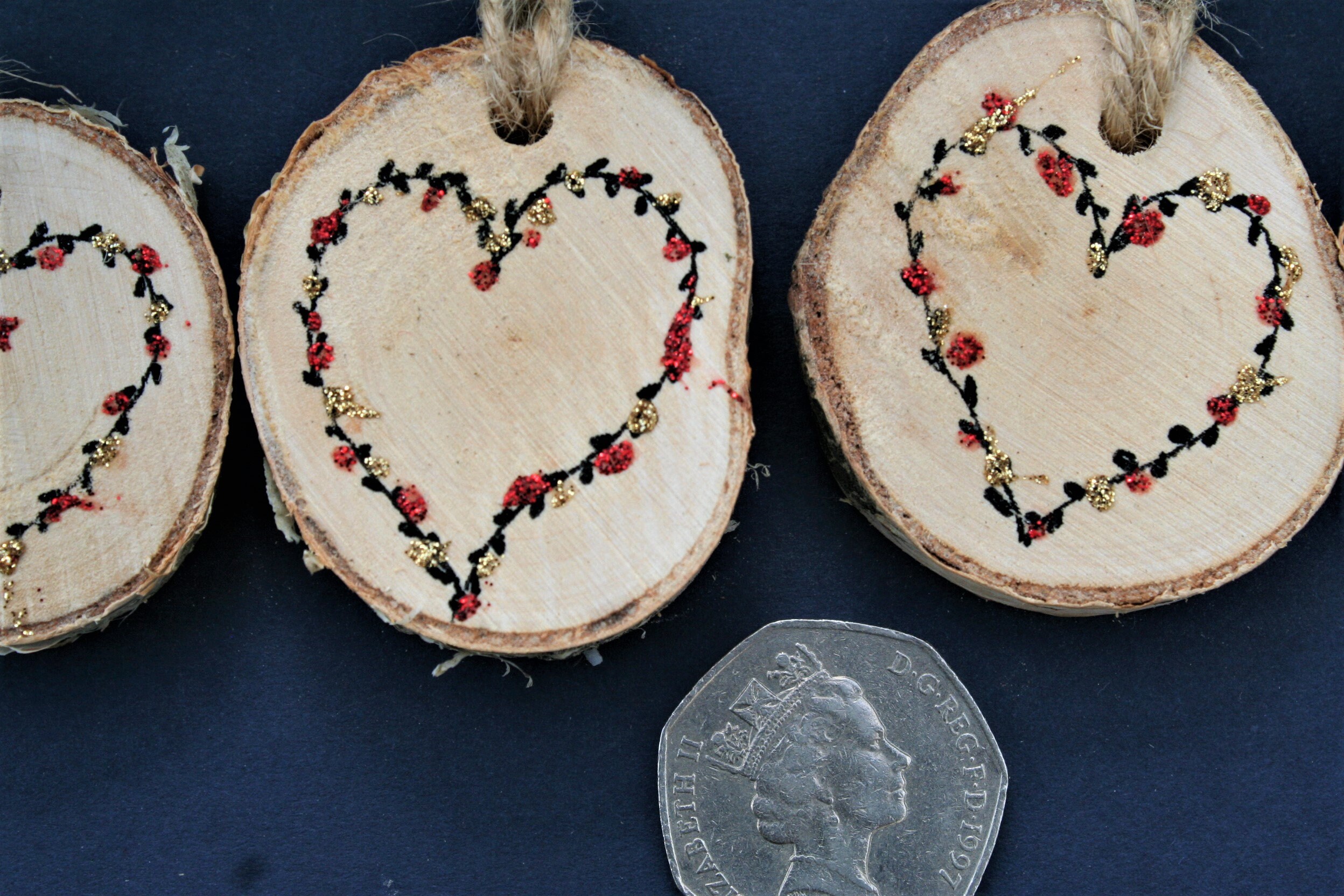 5 X Wooden Tree Slice Christmas Decorations Gift Tags 4.5cm - Etsy