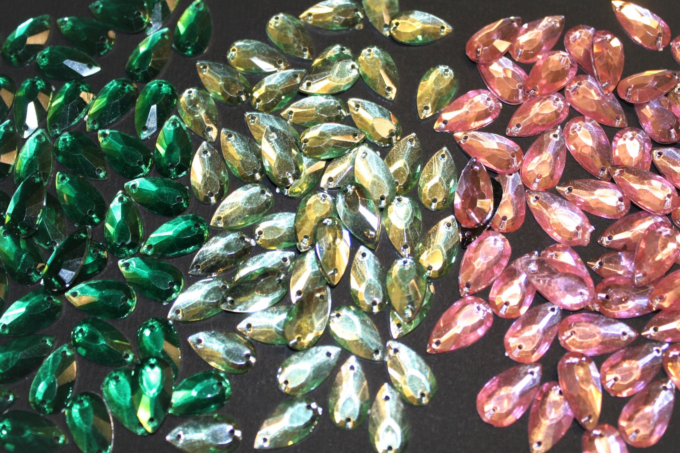 100 Teardrop Rhinestone Gems Faceted Flatback Sew on - Etsy