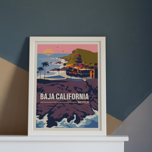 Affiche de voyage rétro de Basse-Californie - Téléchargement instantané