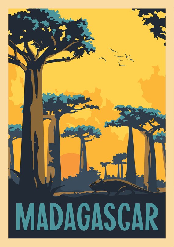 Madagascar Vintage Airline Travel Art Poster Print Giclée 