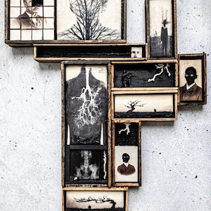 Shadowbox Box Art Mixed Media Encaustic Assemblage Interchangeable Puzzle 3D Constructive Wall Art