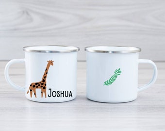 Cups Set Of 2 Safari Animal Eco Friendly Bamboo Travel Mugs Giraffe Monkey 