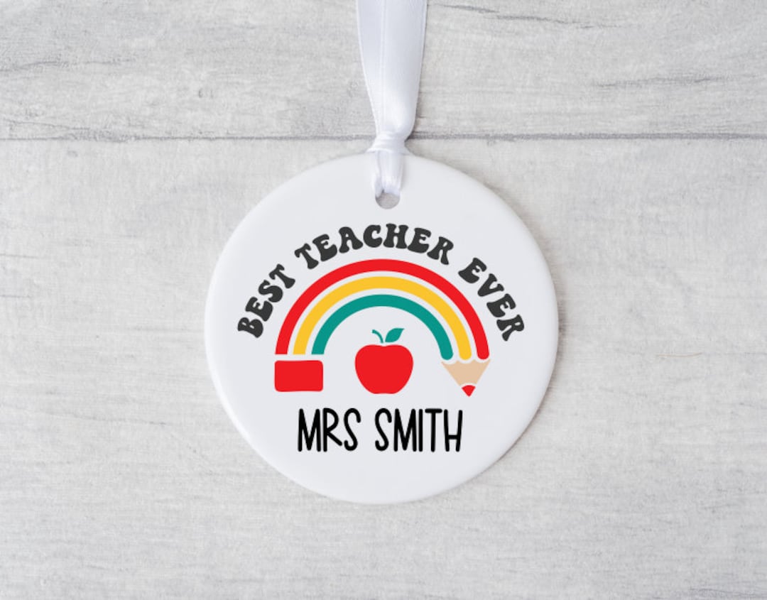 Best Teacher Ever Personalised Round Decoration, Ceramic, Personalised