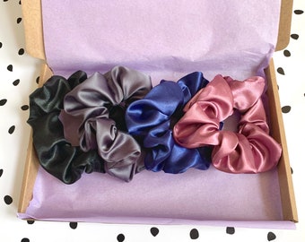 Luxus Scrunchie Set - Seidige Satin Scrunchies - Geschenkset - Haar Accessoire - Handgefertigtes Scrunchie