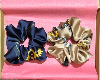 Silk Scrunchies gift box - Silk patterned Scrunchies - Gift Box - Silk Accessories Set - Hair Accessory - Handmade Scrunchies