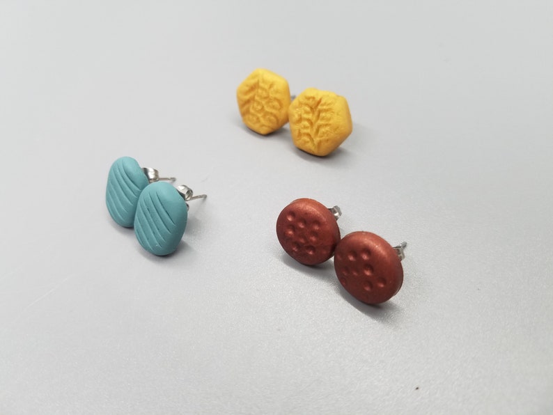 Earring Studs Set of Three Etsy
