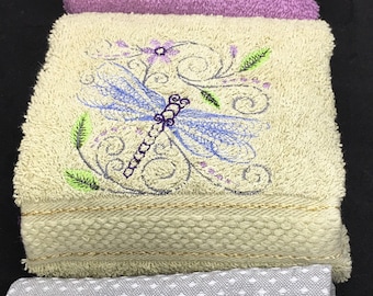 Dragonfly Embroidered towels