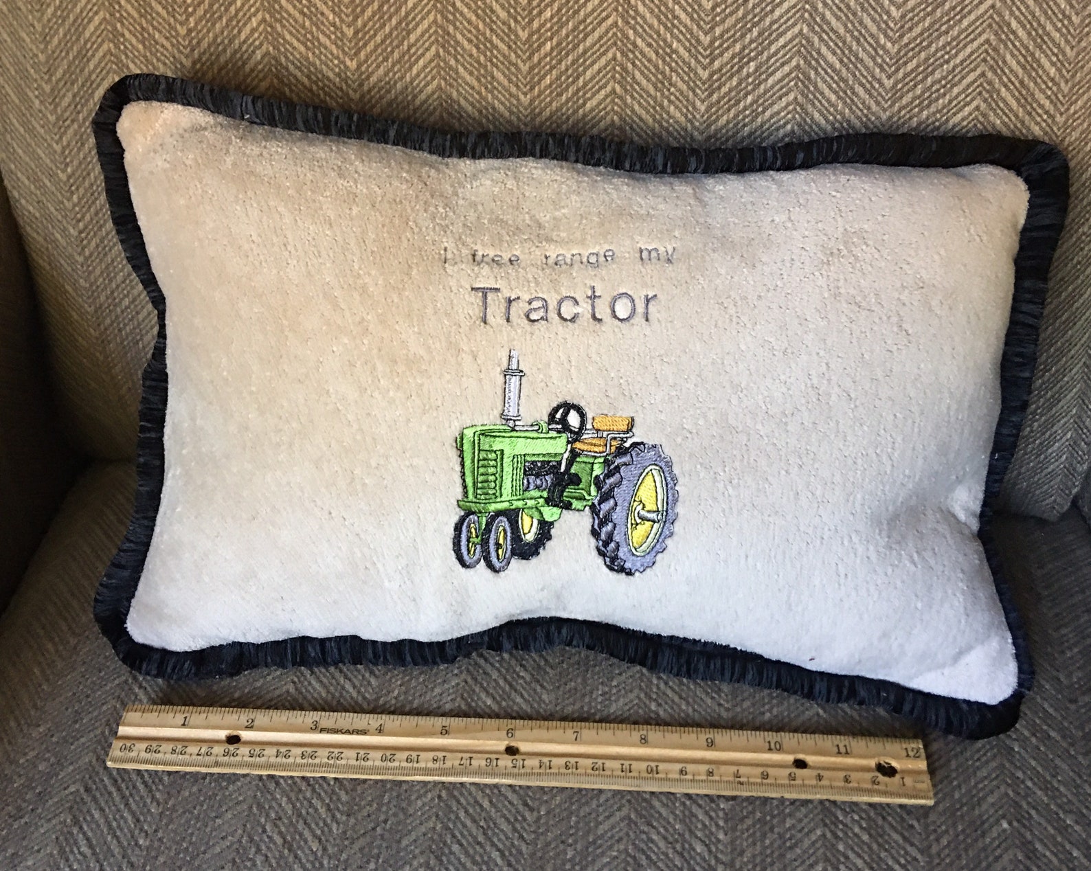 Tractor Embroidered Pillow Etsy