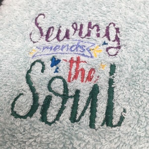 Sewing towel with embroidery