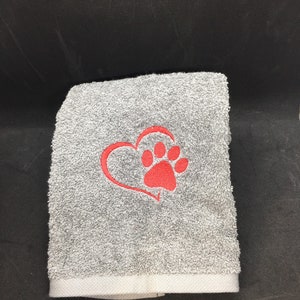 Heart paw print towel