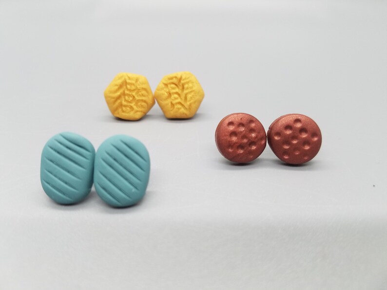 Earring Studs Set of Three Etsy