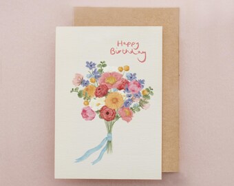 Birthday Card, Flowers, Bouquet, Cards for Girls, Friendship, Bunch of Flowers