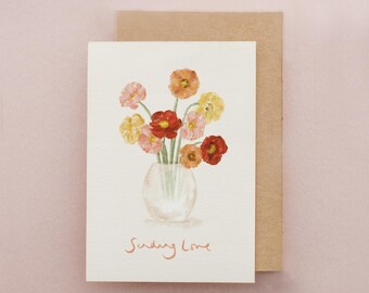 Poppies Sympathy Friendship Here For You Thinking of You Grief Sending Love Card