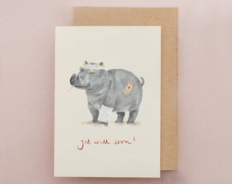 Hippo Sympathy Friendship Thinking of You Get Well Soon Sending Love Card