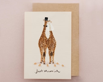 Giraffes Just Married Congratulations Wedding Day Card