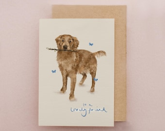 Friendship Card, Dog Lovers, Golden Retriever, Cards for Friends