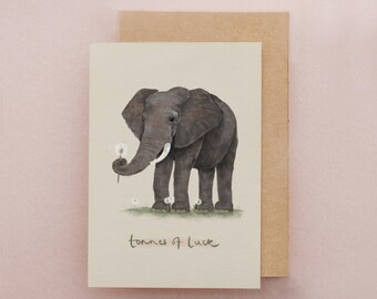 Good Luck Card, Elephant, Dandelion, New Adventures