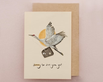 Leaving Card, Crane, Good luck, Sorry to See You Go, New Job, Goodbye, Animal