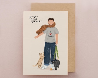 Cat Dad Father's Day Love Animal Pet Card