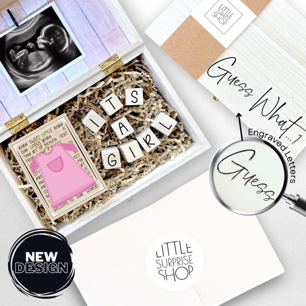 Engraved Baby Gender Reveal Gift Box: Personalized Keepsake