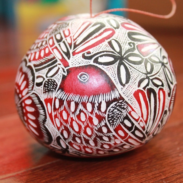 Vibrant Nativity Gourd Ornament