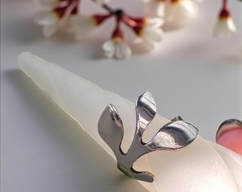 Recycled spoon ring, multi-color leaf pattern - Handmade jewelry! Upcycling, gift idea