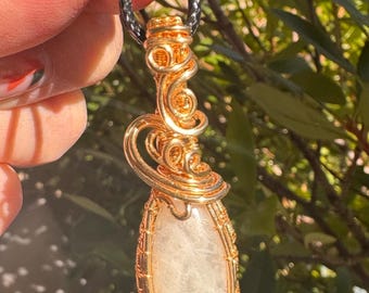 Peristerite pendant, unique handmade jewelry