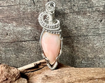 Pink Opal pendant, natural stone, unique jewelry creation